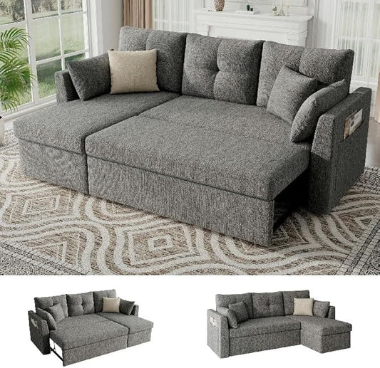 Huatean Home Sleeper Sofa Couch, 2 in 1 Sectional Sleeper Couch Bed by huateanhome