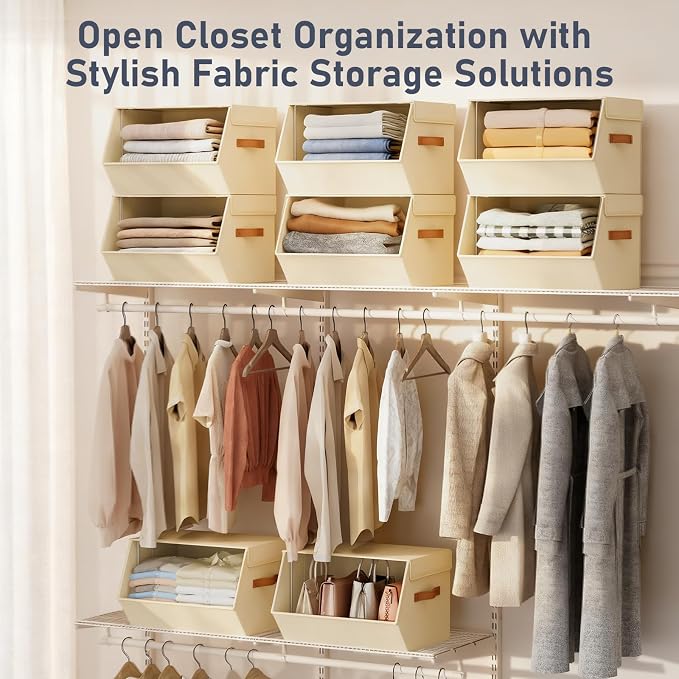 Stackable Closet Organizers and Storage Bins, Open Front Closet Shelf Organizer - Image 4
