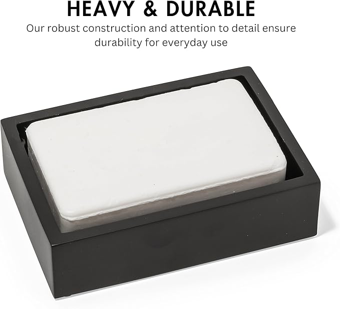 Matte Black Square Soap Dish, Hand Soap Holder - Image 2