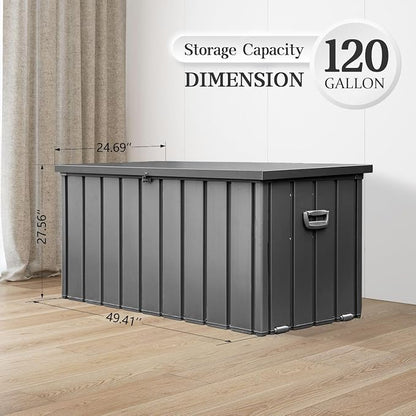 Domi 120 Gallon Deck Box, Metal Outdoor Storage Box - Image 2