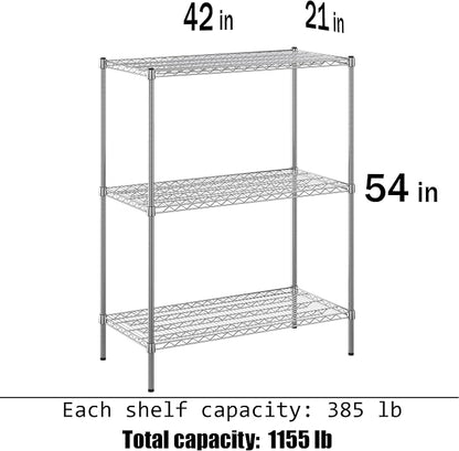 21" Deep x 42" Wide x 54" Height Wire Shelving Kit | 3-Tier | NSF Commercial - Image 3