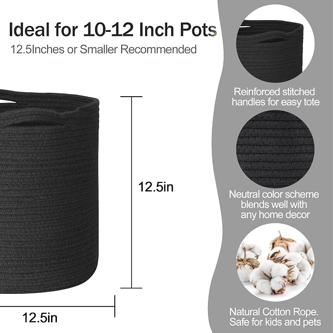 MEGASKET Cotton Rope Plant Basket, Woven Basket Planter - Image 2