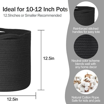 MEGASKET Cotton Rope Plant Basket, Woven Basket Planter - Image 2