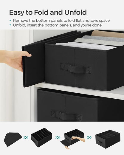 SONGMICS Set of 4 Large Size Wardrobe Clothes Organizers, 6-Compartment - Image 6