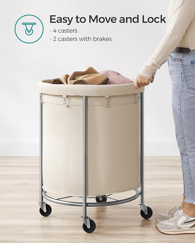 SONGMICS Laundry Basket, Rolling Steel Frame - Image 8