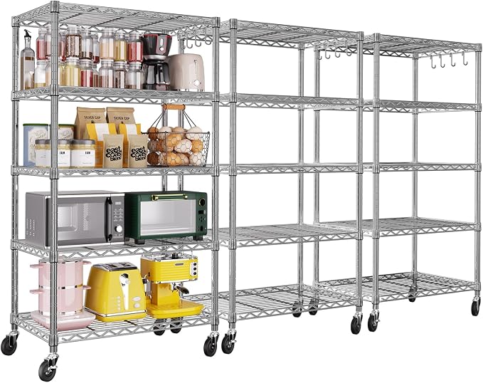 PrimeZone 3 Pack Steel Storage Wire Shelving 5 Tier Metal Shelves by PrimeZone