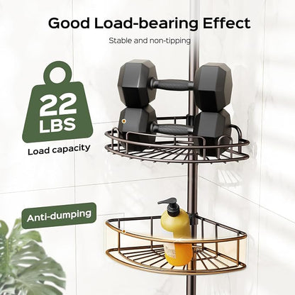 HAMITOR Corner Shower Caddy Tension Pole: 4-Tier Rust-Resistant Adjustable - Image 6