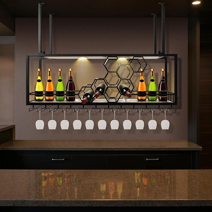 Metal Hanging Wine Rack Hanging Organizer Ceiling Bar Wine Glass Rack - Image 4