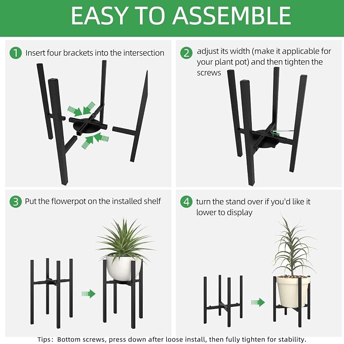 Adjustable Metal Plant Stand Indoor, Fits 9-15 Inch Pots, Mid Century Modern - Image 9