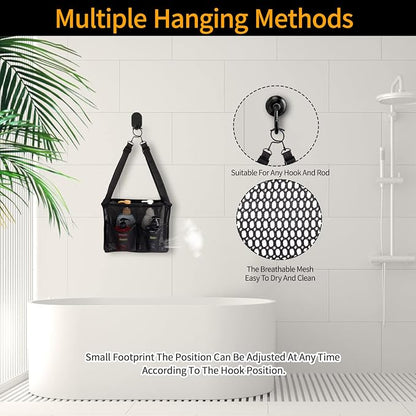4 Storage Pockets Adjustable Hanging Mesh Bathroom Bag, Shower Caddy College - Image 5