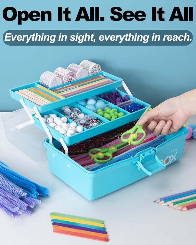 TERGOO 12in 3-Layer Plastic Craft Organizers and Storage, Portable Folding - Image 5