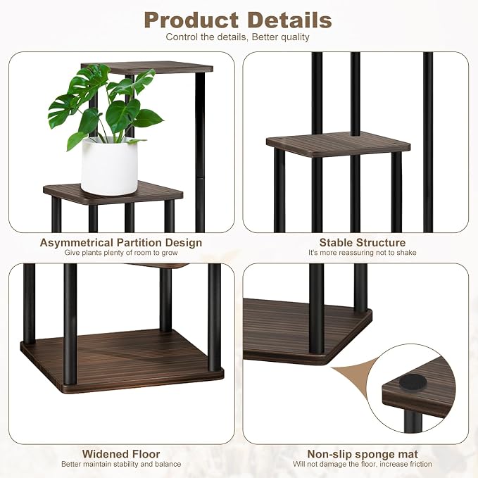 4-Tier Wooden Flower Shelf, Plant Stand - Image 4
