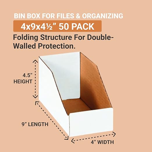 Aviditi BINBIN49 Corrugated Open Top Bin Box, Oyster White - Image 2