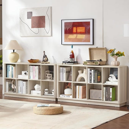 8 Cube Storage Bookcase, Wooden Floor Standing 2-Tier Cubby Console Bookshelf - Image 4