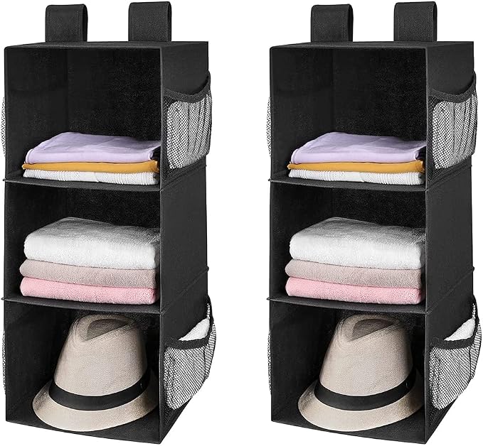 MAX Houser 3-Shelf Hanging Closet Organizers, Collapsible Closet Hanging Shelves by MAXHouser