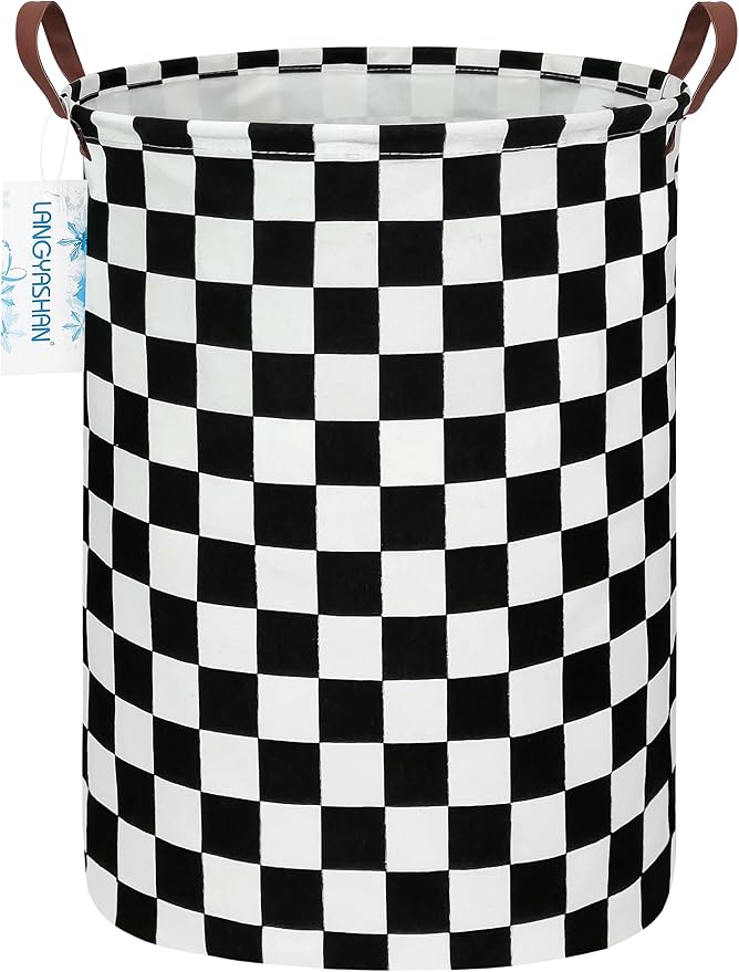 LANGYASHAN Laundry Basket Canvas Fabric Collapsible Organizer Basket by LANGYASHAN