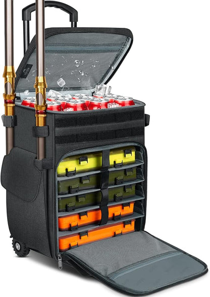 MATEIN Rolling Tackle Box with Cooler, Large Fishing Bag with Wheels by MATEIN