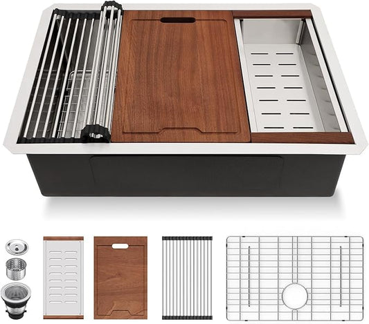 Lordear 28 Undermount Kitchen Sink Stainless Steel 16 Gauge Under Counter by LORDEAR