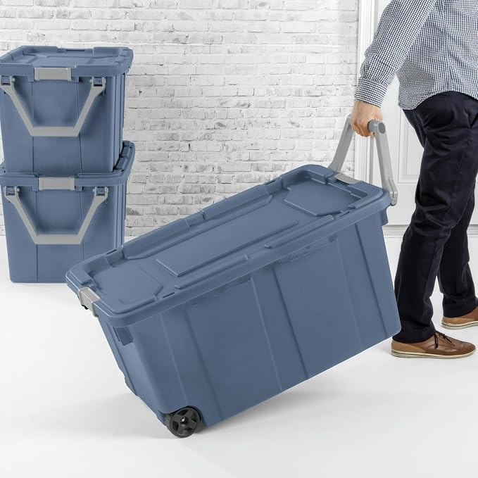 Extra-large wheeled storage box, 40 gallons sturdy plastic storage box - Image 4