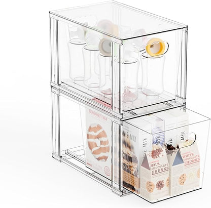 Yieach 2 Pack Large Stackable Storage Drawers, 11″Deep Under Cabinet Organizer by Yieach