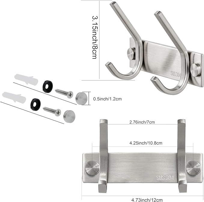 WEBI Heavy Duty Stainless Steel 304 Coat Rack Towel Rail - Image 3