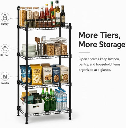 4 Tier Storage Shelves, Metal Wire Shelving Unit, Heavy Duty Adjustable Shelf - Image 3