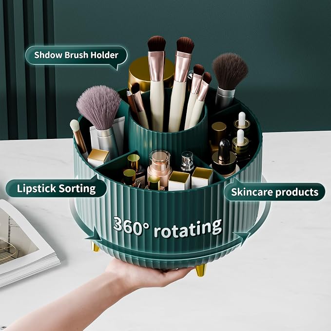 360° Rotate Makeup Brush Holder Organizer, Makeup Organizers Countertop - Image 2
