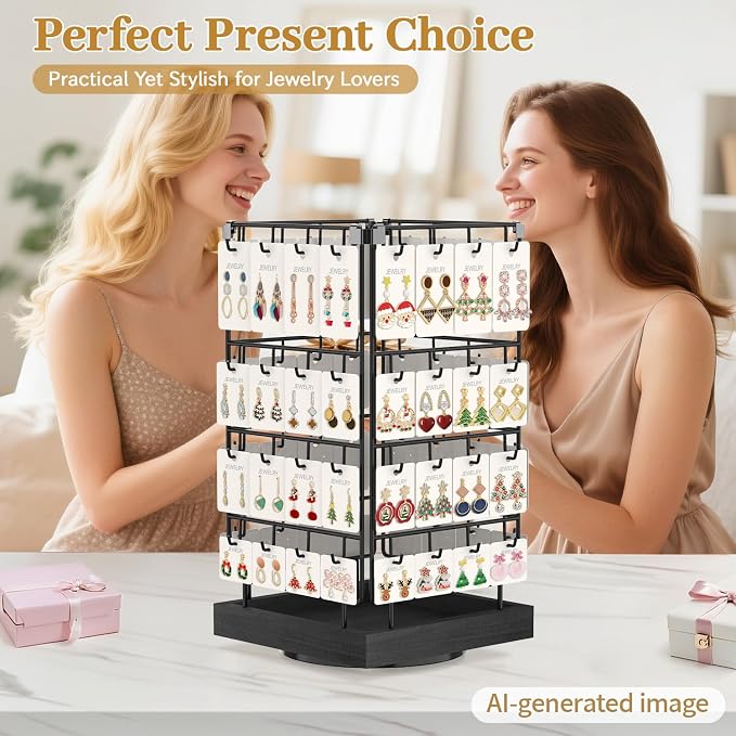 MODOWEY 360 Rotating Earring Cards Organizer Holder Stands - Image 7