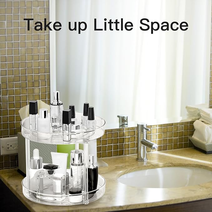360° Rotating Makeup Organizer, Adjustable Spinning Cosmetic Carousel - Image 7