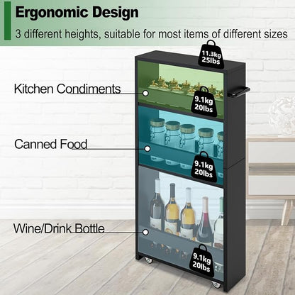 MARTY Slim Rolling Storage Cart 4-Tier Kitchen Cart - Image 3