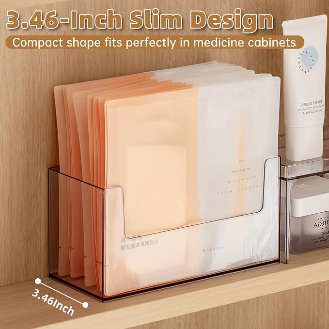PAVSTINE 2 Pack Clear Medicine Cabinet Organizer, Slim Open Face Mask Storage - Image 4