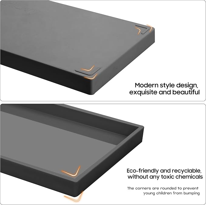 Vanity and Bathroom Tray, 7.7" ABS Countertop Organizer, Waterproof Vanity Tray - Image 6