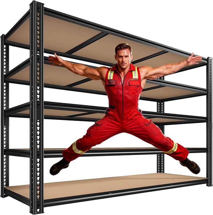 ROOMFAVE 3500LBS Garage Shelving Heavy Duty, 5 Tier Adjustable Industrial Metal by RoomFave-organizeyourjoy