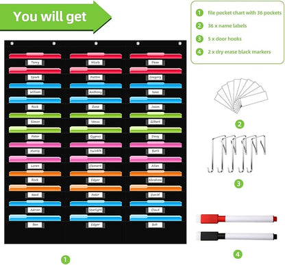 REGELETO 36 Pockets File Storage Pocket Chart - Image 4