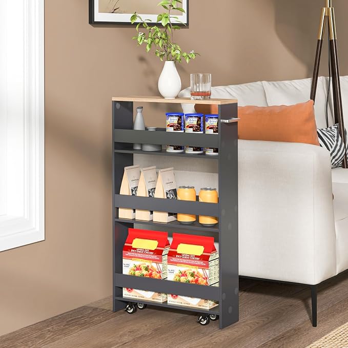 Rolling Storage Cart, 4 Tier Slim Storage Cabinet - Image 4
