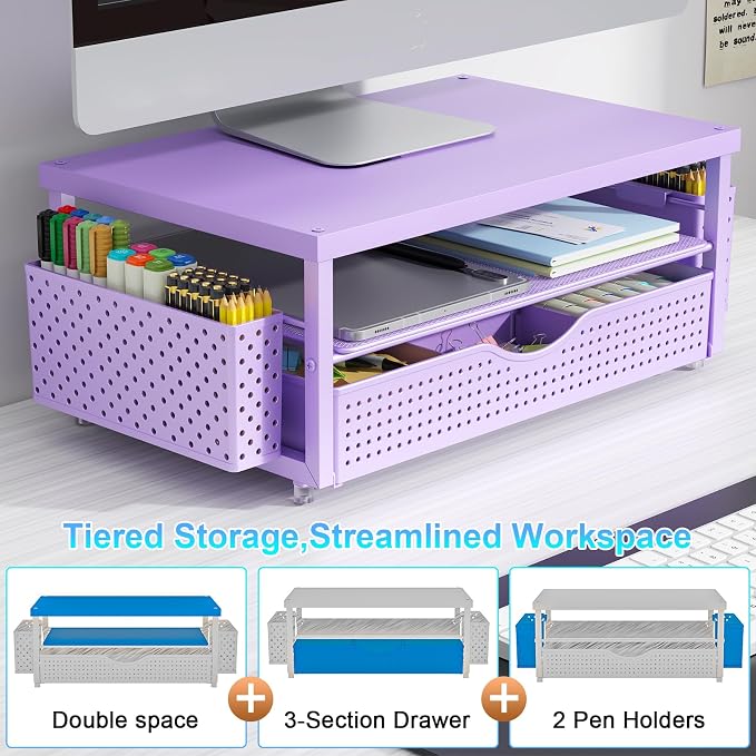 gianotter Wood Monitor Stand Riser, Desk Organizer - Image 6