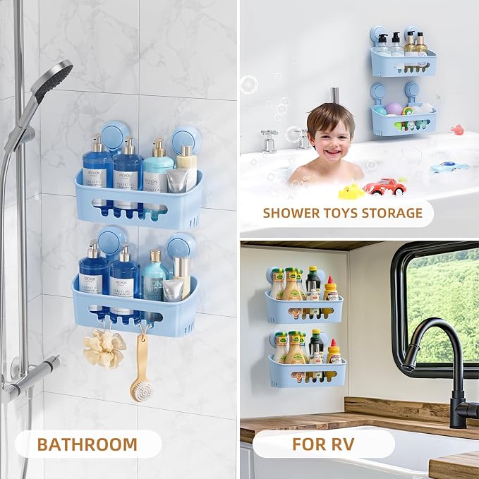 LEVERLOC Shower Caddy Suction Cup 2 Pack, Shower Organizer Removable Bathroom - Image 5