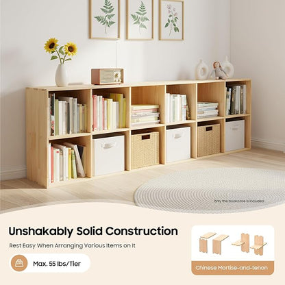 12 Cube Storage Shelf, 2-Tier Solid Wood Cube Storage Organizer, Vertical or - Image 4