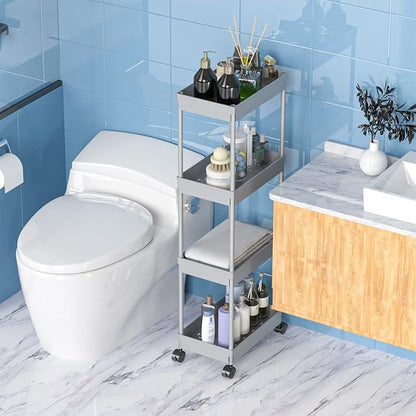 Sooyee 4 Tier Wide Storage Cart Mobile Shelving Unit Organizer Slide Out - Image 5