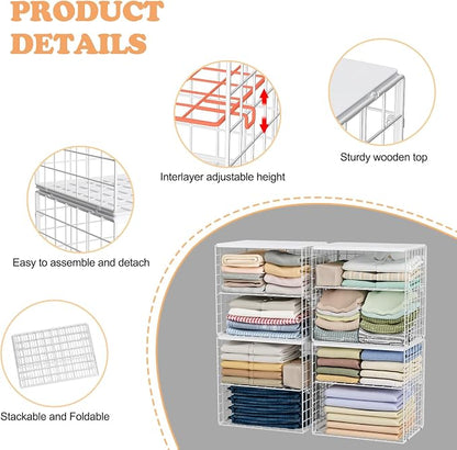 Huxitocan 4-Tier Stackable Closet Organizers and Storage Shelves, Closet - Image 3