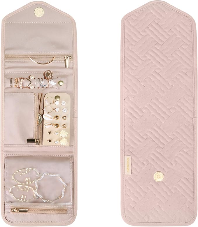 BAGSMART Travel Jewelry Organizer Case Foldable Small Jewelry Roll - Image 9