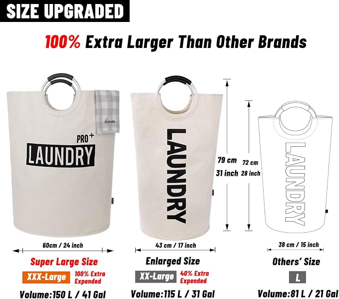 Caroeas Super Large 150L Laundry Basket Pro, Waterproof Laundry Hamper - Image 3