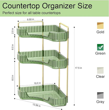 GTI 3-Tier Corner Bathroom Counter Organizer, Large Capacity Makeup Organizer - Image 3