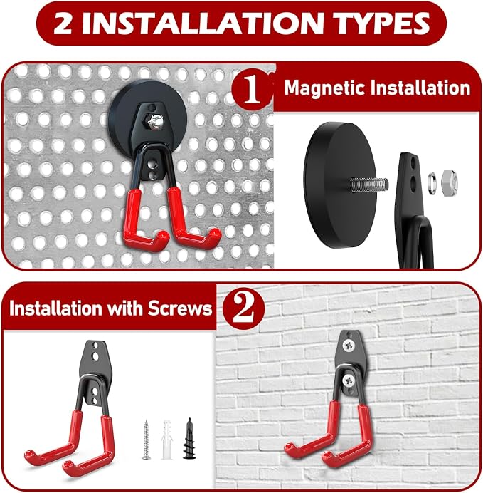 3-H Heavy Duty Magnet Garage Hooks 4 Pack, Large Strong Magnetic Hooks - Image 5