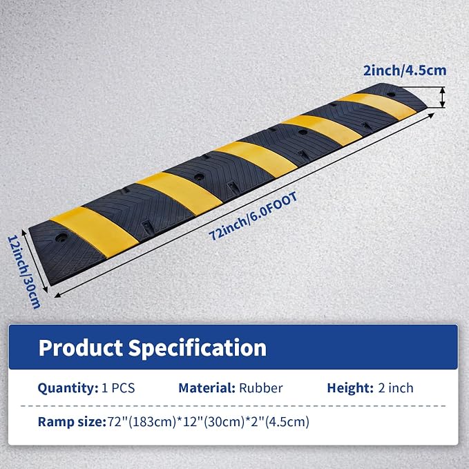 BESEA 6FEET Heavy Duty Rubber Speed Bump, Road Parking, Parking Lot - Image 2