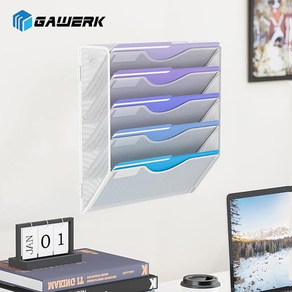5 Tier Hanging Wall File Organizer, Mesh Mail Paper Orgnization Hanging File - Image 6