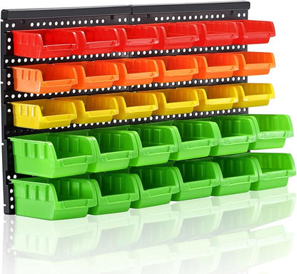 MULSAME Wall Mounted Storage Bins Parts Rack 4 Colors Bin Organizer Garage by MULSAME