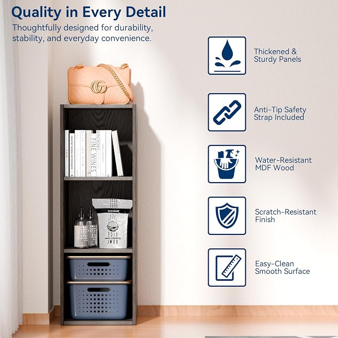 Whitmor 3 Cube Bookcase, 3 Tier Stackable MDF Bookself, Open Storage Display - Image 4