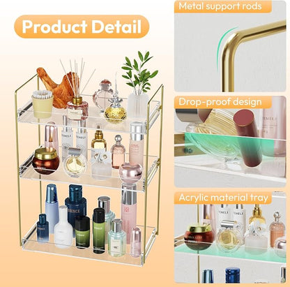 Bathroom Countertop Organizer, 3 Tier Acrylic Tray Vanity Counter Skincare - Image 3