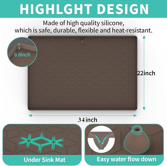 Under Sink Mat for Kitchen, Silicone Waterproof Liner - Image 2